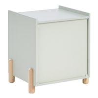 Comodino con luce verde chiaro MDF Gambe in legno di pino Contenitore per cameretta dei bambini