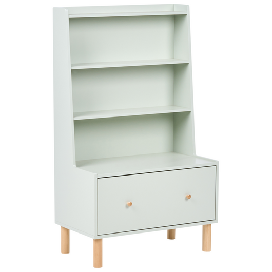 Libreria a 3 ripiani verde chiaro gambe in legno di pino MDF contenitore per sala giochi camera dei bambini