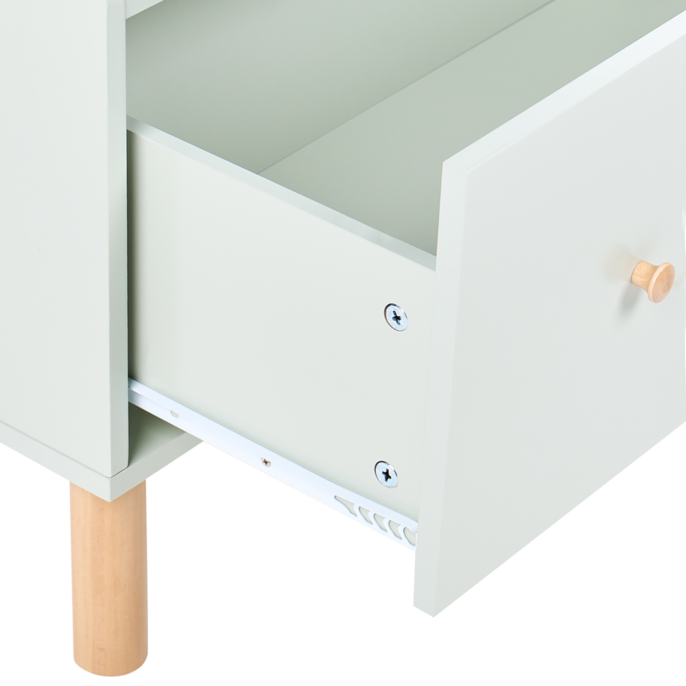 Libreria a 3 ripiani verde chiaro gambe in legno di pino MDF contenitore per sala giochi camera dei bambini