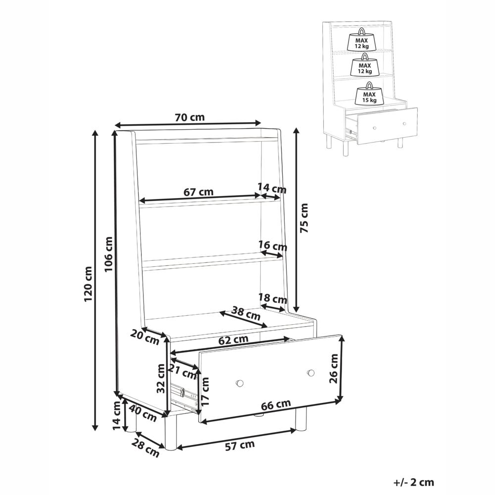 Libreria a 3 ripiani verde chiaro gambe in legno di pino MDF contenitore per sala giochi camera dei bambini