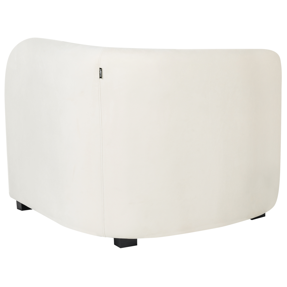 Set moderno ed elegante di 2 poltrone con schienale curvo e braccioli imbottiti in velluto bianco sporco