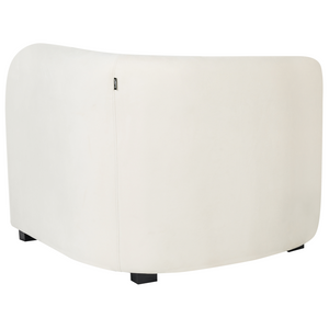 Set moderno ed elegante di 2 poltrone con schienale curvo e braccioli imbottiti in velluto bianco sporco