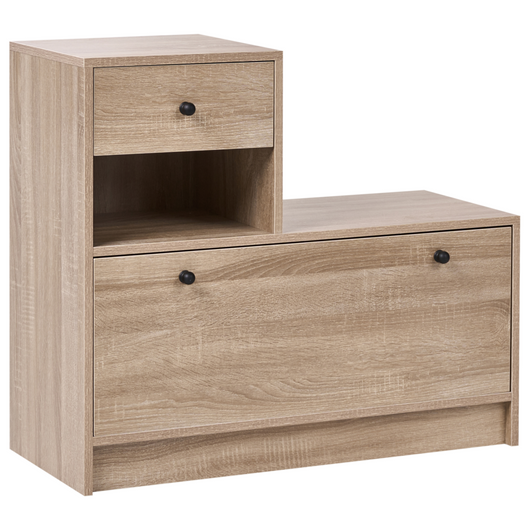 Set da ingresso Appendiabiti con contenitore per scarpe, specchio e ganci appendiabiti Marrone chiaro