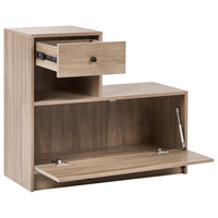 Set da ingresso Appendiabiti con contenitore per scarpe, specchio e ganci appendiabiti Marrone chiaro