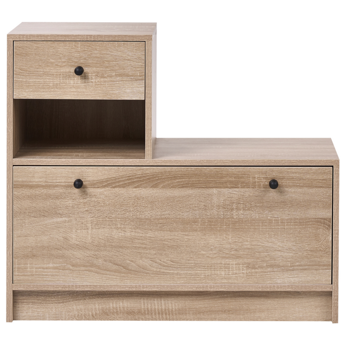 Set da ingresso Appendiabiti con contenitore per scarpe, specchio e ganci appendiabiti Marrone chiaro