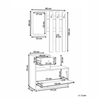 Set da ingresso Appendiabiti con contenitore per scarpe, specchio e ganci appendiabiti Marrone chiaro