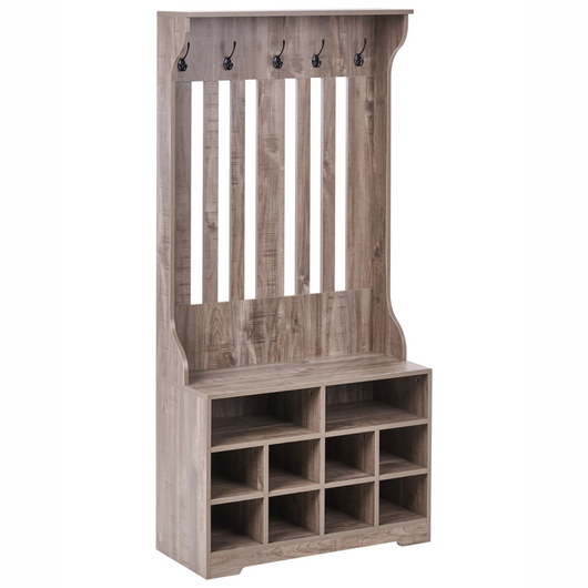 Scarpiera con appendiabiti colore Marrone scuro Truciolato 10 scomparti per scarpe 5 ganci