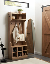 Scarpiera con appendiabiti Marrone chiaro Truciolato 6 scomparti per scarpe 4 ganci