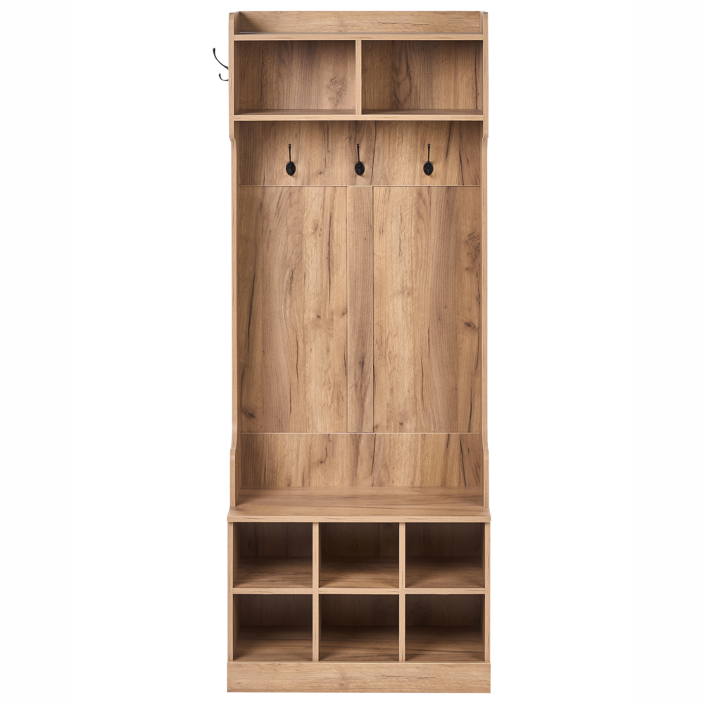 Scarpiera con appendiabiti Marrone chiaro Truciolato 6 scomparti per scarpe 4 ganci