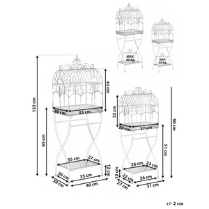 Set di 2 scaffali per piante in metallo da giardino indipendenti per interni e bagni colore nero