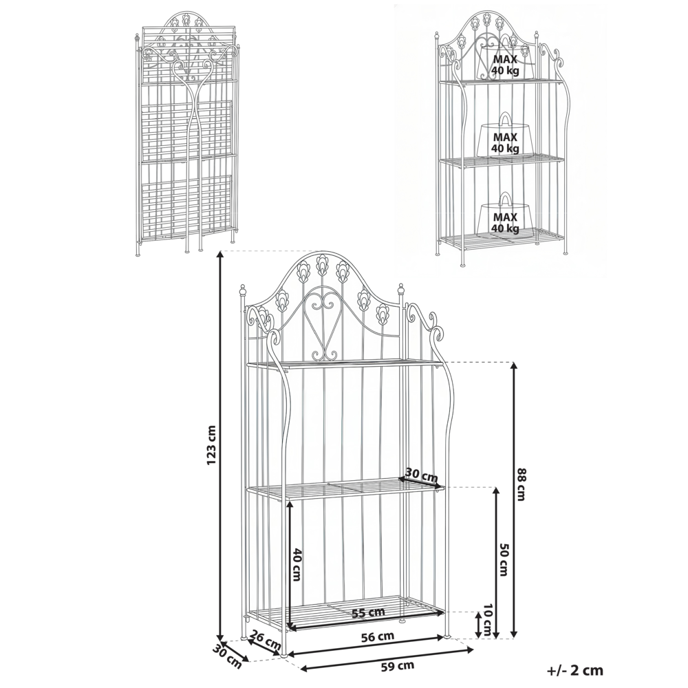 Scaffale per piante in metallo nero 4 ripiani da giardino autoportante per esterni da esterno per interni da bagno