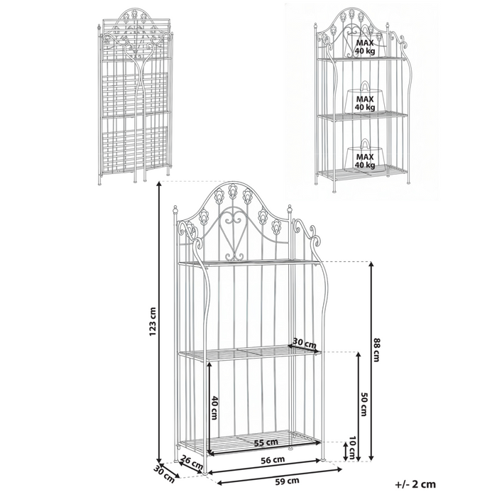 Scaffale per piante in metallo nero 4 ripiani da giardino autoportante per esterni da esterno per interni da bagno