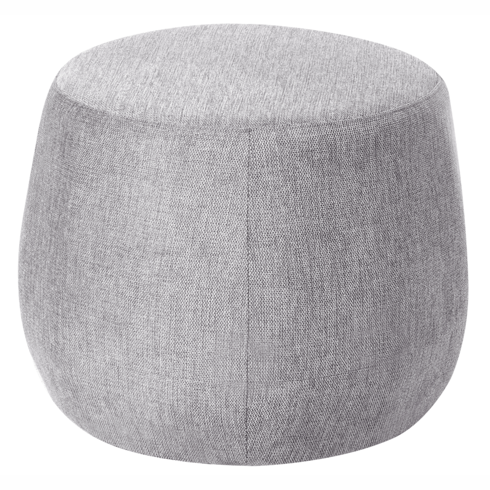 Pouf rotondo moderno Drum stile morbido soggiorno camera da letto tessuto grigio chiaro