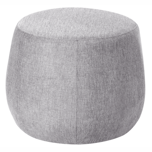 Pouf rotondo moderno Drum stile morbido soggiorno camera da letto tessuto grigio chiaro