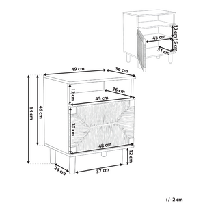 Comodino in truciolato marrone chiaro con frontale in corda di carta Stile boho moderno Contenitore per camera da letto