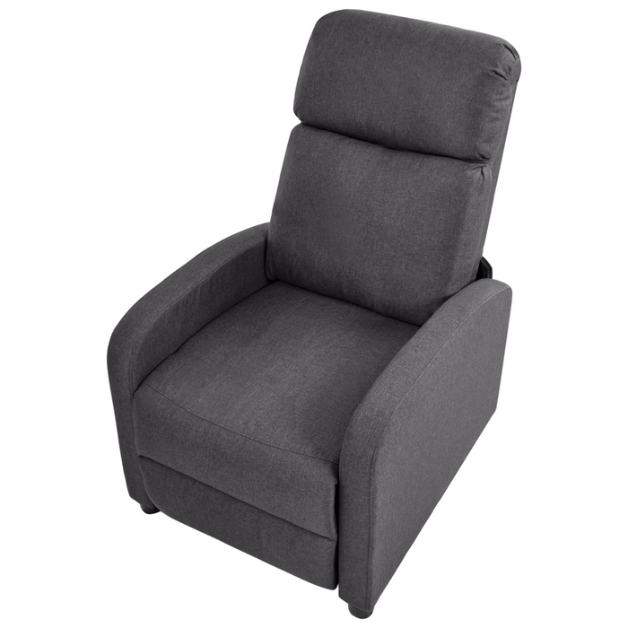 Poltrona reclinabile Grigio scuro Schienale e poggiapiedi regolabili Struttura in legno Schienale alto Design tradizionale Soggiorno