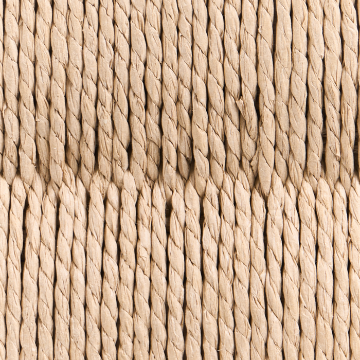 Libreria marrone chiaro in truciolato con ripiani frontali in corda di carta Moderno soggiorno in stile boho