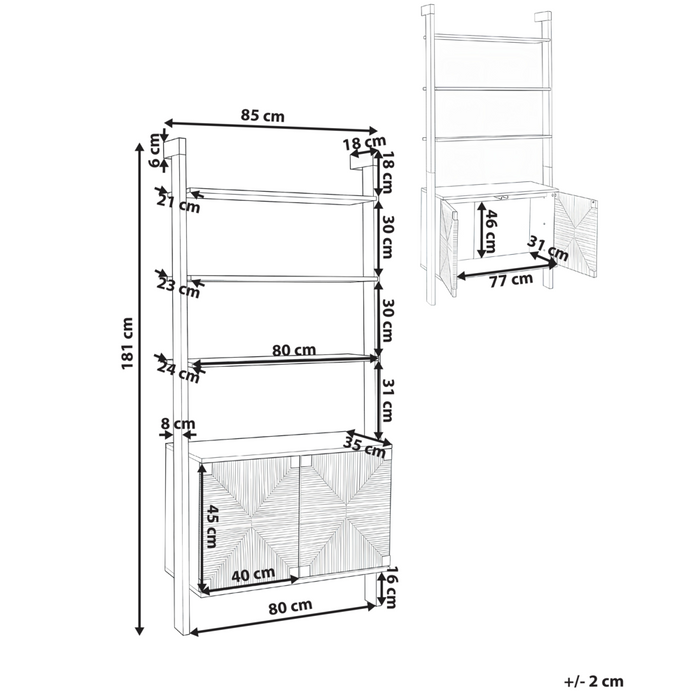 Libreria marrone chiaro in truciolato con ripiani frontali in corda di carta Moderno soggiorno in stile boho