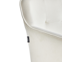 Set di 2 sedie da pranzo con sedile imbottito in velluto beige chiaro con braccioli e gambe in metallo Nero