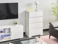 Cassettiera scandinava 5 cassetti piano in legno bianco in stile scandinavo