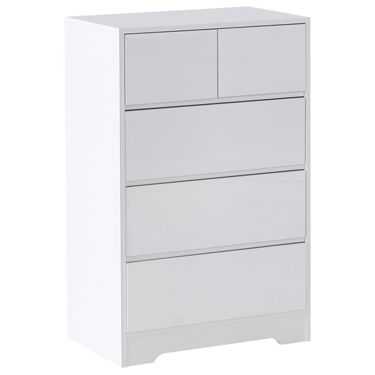 Cassettiera scandinava 5 cassetti piano in legno bianco in stile scandinavo