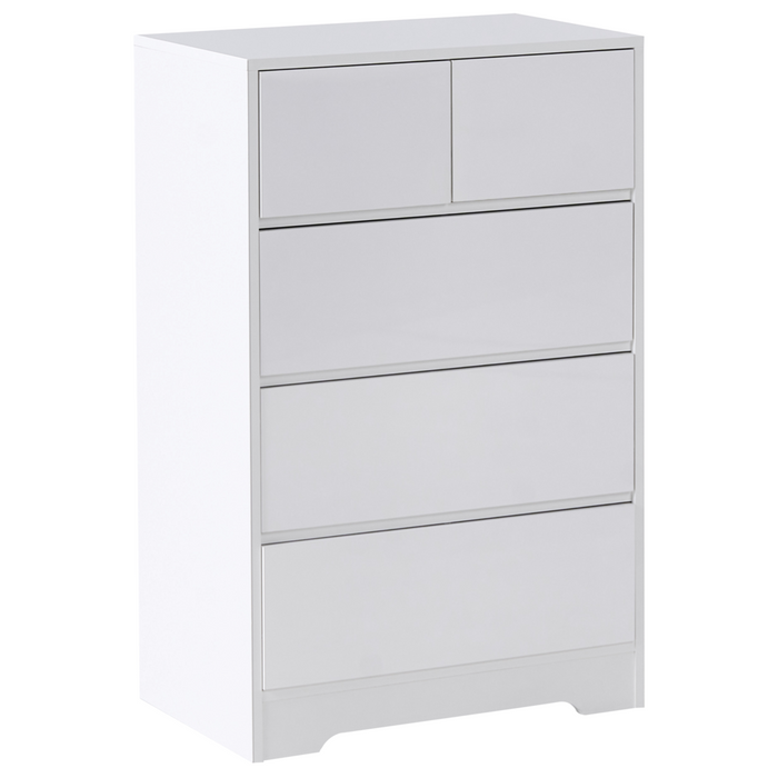 Cassettiera scandinava 5 cassetti piano in legno bianco in stile scandinavo