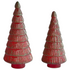 Set di 2 statuine decorative Alberi di Natale in vetro verde e rosso Decorazione festiva Fatte a mano 2 diverse dimensioni