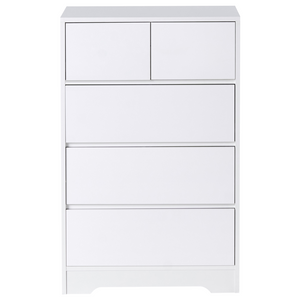 Cassettiera scandinava 5 cassetti piano in legno bianco in stile scandinavo