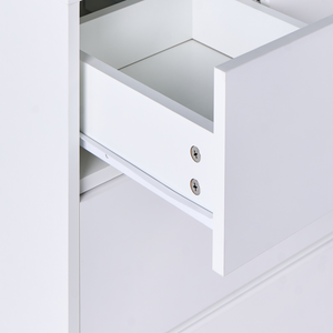 Cassettiera scandinava 5 cassetti piano in legno bianco in stile scandinavo