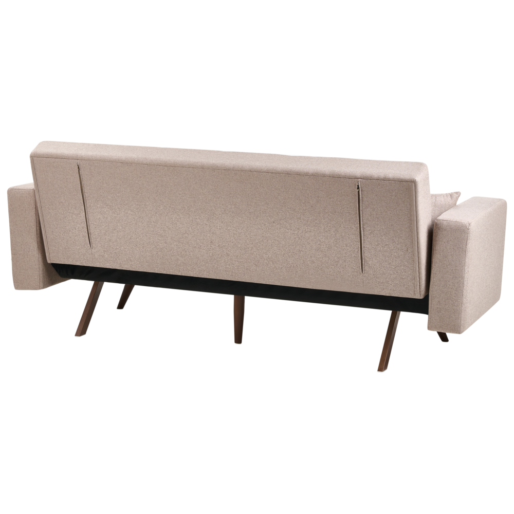 Divano letto marrone chiaro Rivestimento in poliestere Trapuntato 3 posti Gambe in ferro Braccioli tradizionali Stile tradizionale Soggiorno