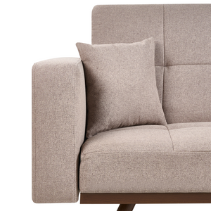 Divano letto marrone chiaro Rivestimento in poliestere Trapuntato 3 posti Gambe in ferro Braccioli tradizionali Stile tradizionale Soggiorno