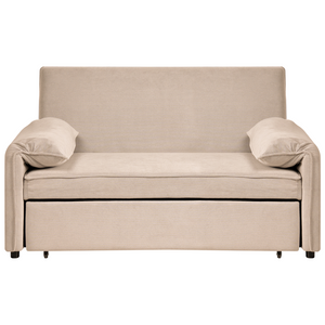 Divano letto in tessuto marrone chiaro con funzione letto pieghevole Divano minimalista