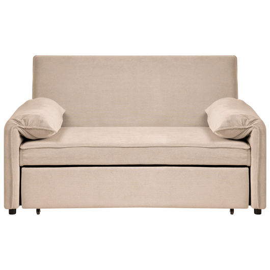 Divano letto in tessuto marrone chiaro con funzione letto pieghevole Divano minimalista