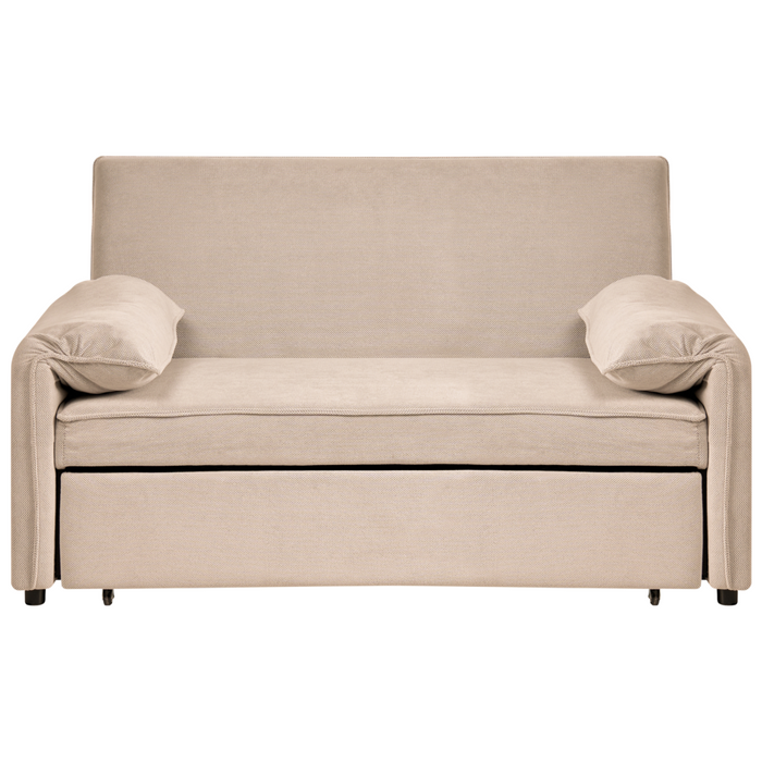 Divano letto in tessuto marrone chiaro con funzione letto pieghevole Divano minimalista