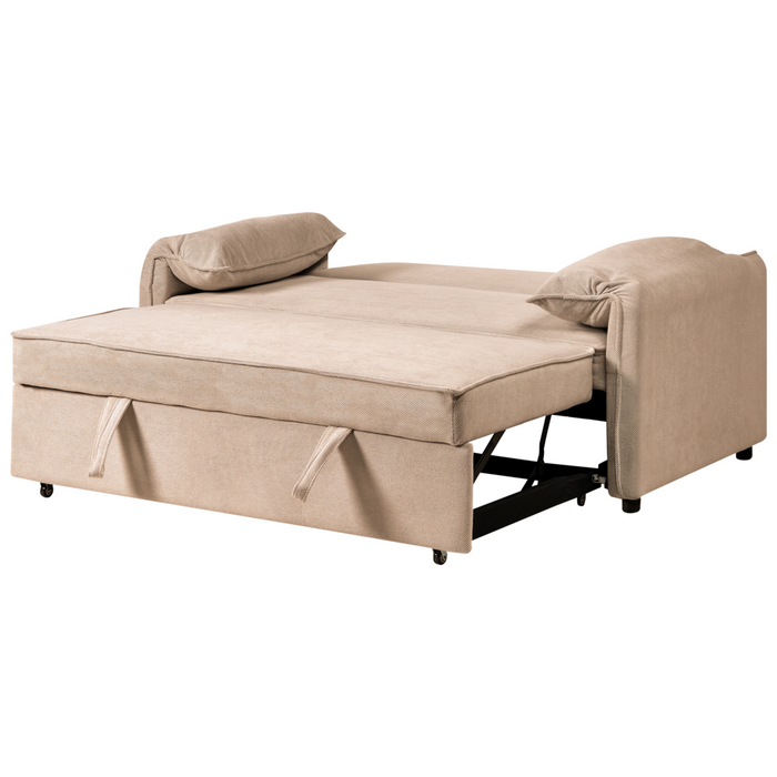 Divano letto in tessuto marrone chiaro con funzione letto pieghevole Divano minimalista