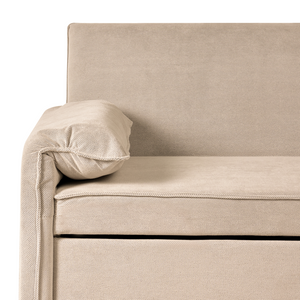 Divano letto in tessuto marrone chiaro con funzione letto pieghevole Divano minimalista