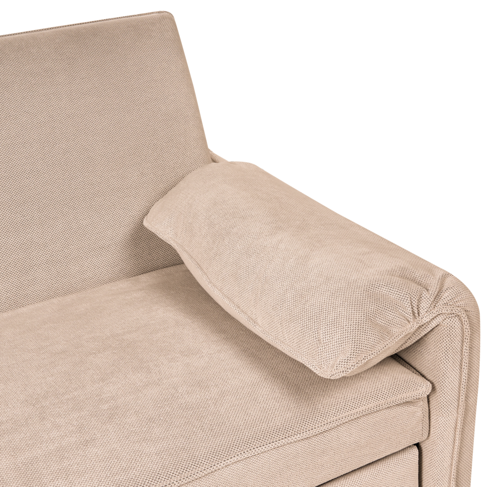 Divano letto in tessuto marrone chiaro con funzione letto pieghevole Divano minimalista