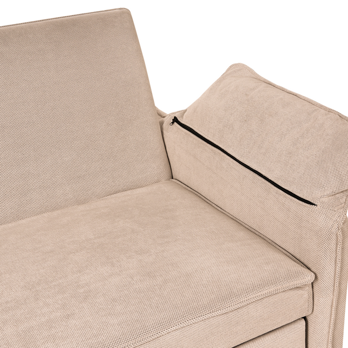 Divano letto in tessuto marrone chiaro con funzione letto pieghevole Divano minimalista