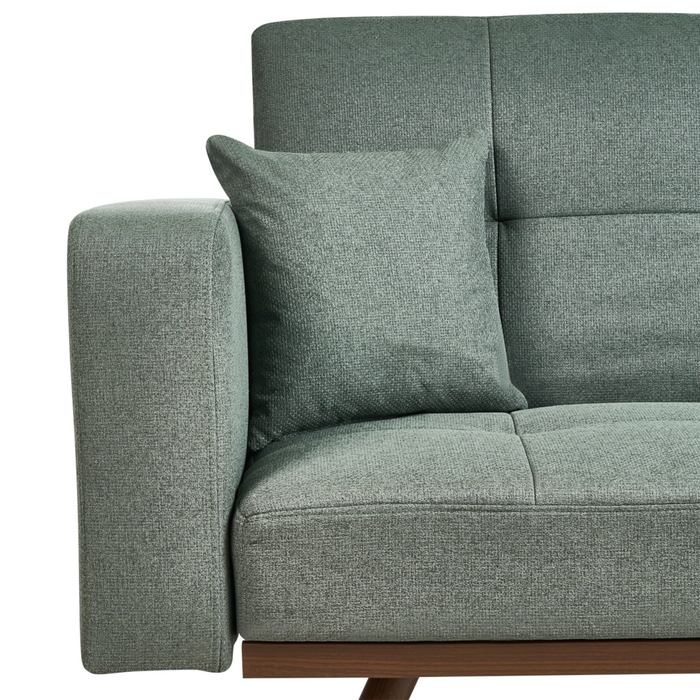 Divano letto verde Rivestimento in poliestere Trapuntato 3 posti Gambe in ferro Braccioli tradizionali Stile tradizionale Soggiorno