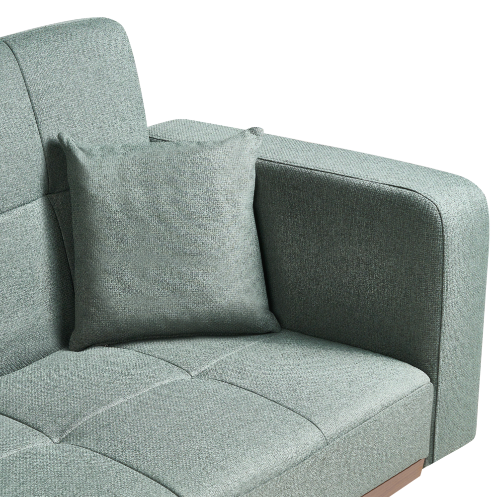 Divano letto verde Rivestimento in poliestere Trapuntato 3 posti Gambe in ferro Braccioli tradizionali Stile tradizionale Soggiorno