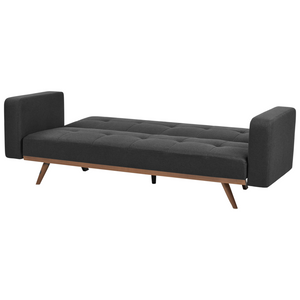 Divano letto nero Rivestimento in poliestere Trapuntato 3 posti Gambe in ferro Braccioli tradizionali Stile tradizionale Soggiorno