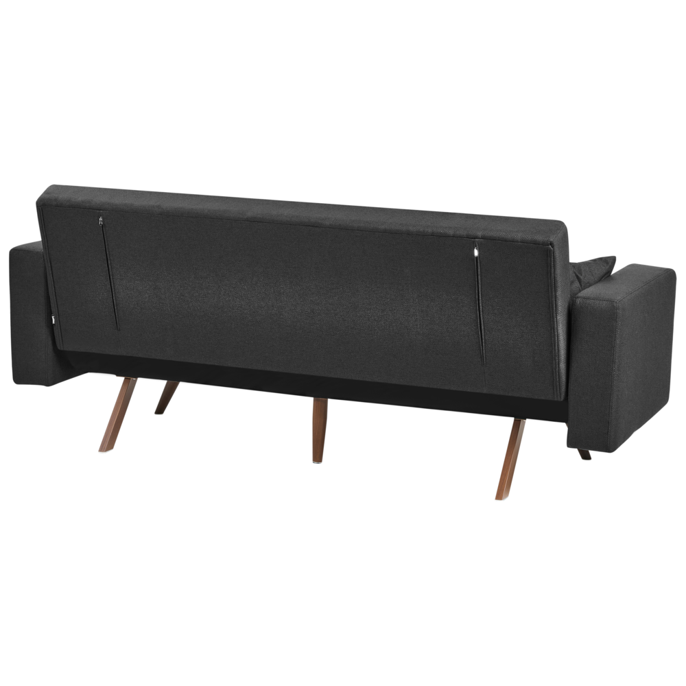 Divano letto nero Rivestimento in poliestere Trapuntato 3 posti Gambe in ferro Braccioli tradizionali Stile tradizionale Soggiorno