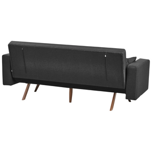 Divano letto nero Rivestimento in poliestere Trapuntato 3 posti Gambe in ferro Braccioli tradizionali Stile tradizionale Soggiorno