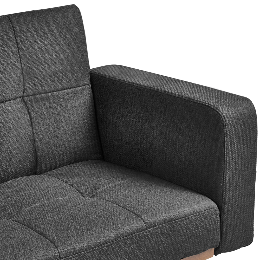 Divano letto nero Rivestimento in poliestere Trapuntato 3 posti Gambe in ferro Braccioli tradizionali Stile tradizionale Soggiorno