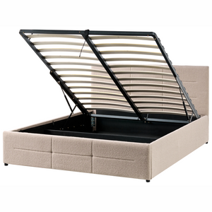 Letto ottomano beige bouclé 140x200 cm con testiera sollevabile e base a doghe Design moderno