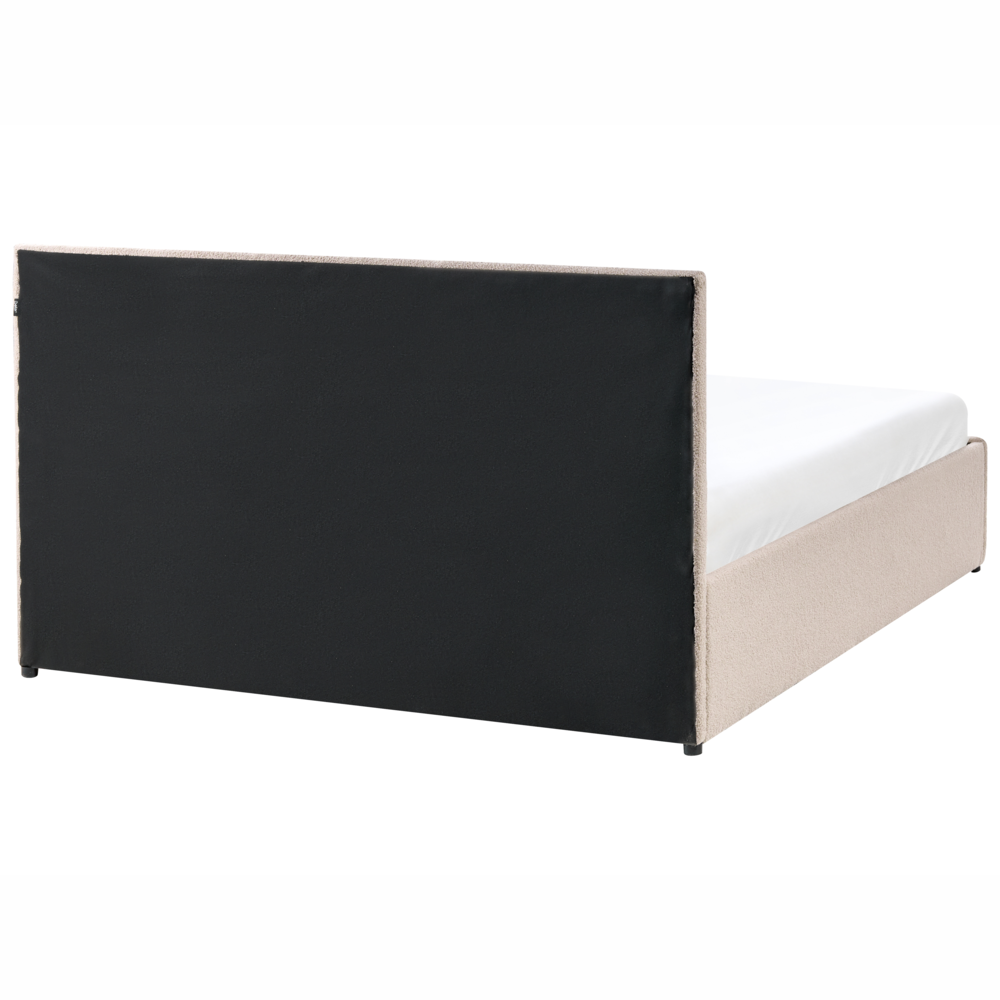 Letto ottomano beige bouclé 140x200 cm con testiera sollevabile e base a doghe Design moderno
