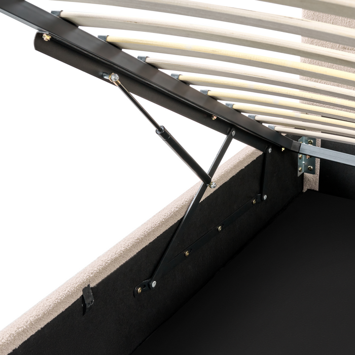 Letto ottomano beige bouclé 140x200 cm con testiera sollevabile e base a doghe Design moderno