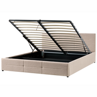 Letto ottomano beige bouclé 180x200 cm con testiera sollevabile e base a doghe Design moderno