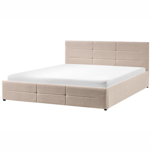 Letto ottomano beige bouclé 180x200 cm con testiera sollevabile e base a doghe Design moderno