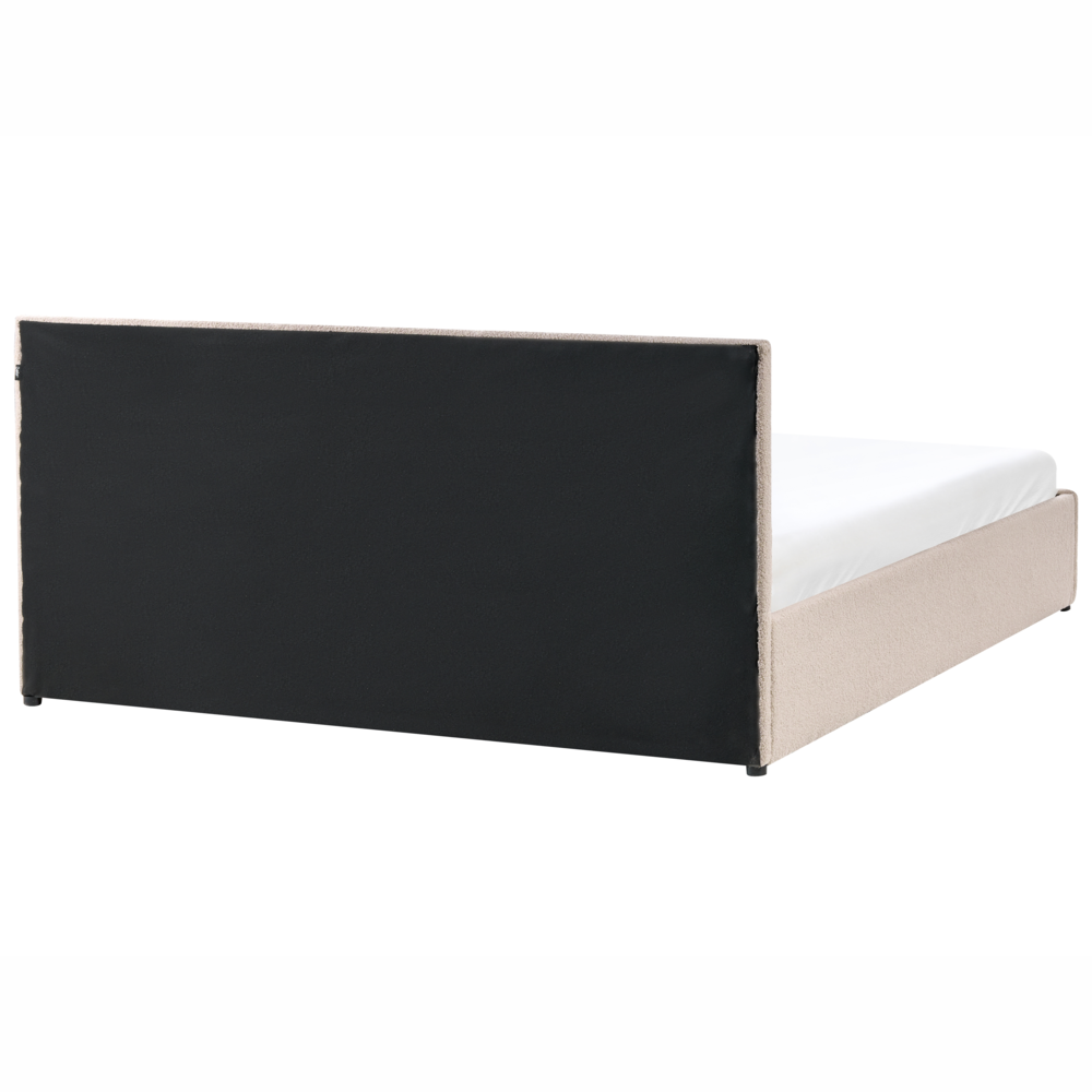Letto ottomano beige bouclé 180x200 cm con testiera sollevabile e base a doghe Design moderno
